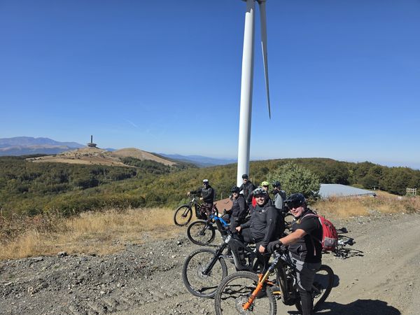 On the gravel road to the wind turbines
