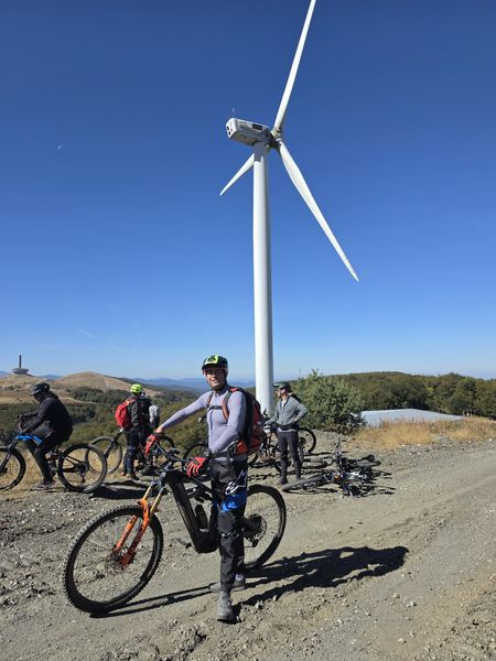 A rider under the turbine